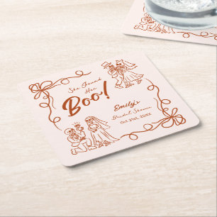 Handgezeichnetes Halloween-Brautparty Rechteckiger Pappuntersetzer