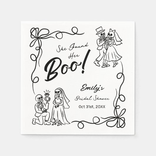Handgezeichnetes Halloween-Brautparty Serviette (Vorderseite)