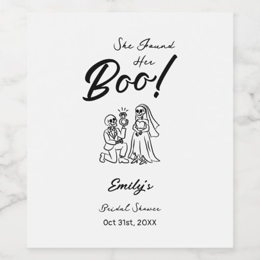 Handgezeichnetes Halloween-Brautparty Weinetikett (Einzelnes Label)