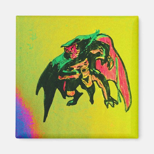 Handgezeichnetes Halloween Gargoyle Magnet 2inx2in (Vorne)