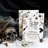 Handgezeichnetes Halloween-KostümParty Einladung