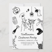 Handgezeichnetes Halloween-KostümParty Einladung (Vorderseite)