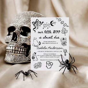 handgezeichnetes Halloween Little Boo kommt bald Einladung