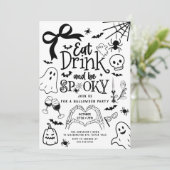Handgezeichnetes Halloween-Party Einladung (Stehend Vorderseite)