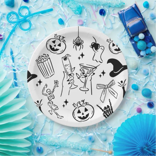 Handgezeichnetes Halloween-Party Pappteller (Party)