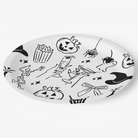 Handgezeichnetes Halloween-Party Pappteller (Schrägansicht)