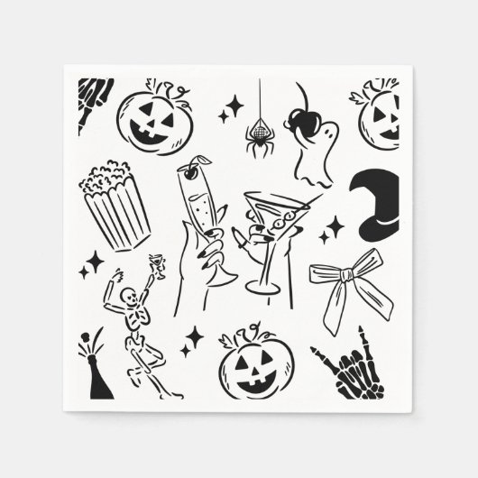 Handgezeichnetes Halloween-Party Serviette (Vorderseite)