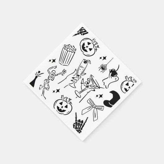 Handgezeichnetes Halloween-Party Serviette (Ecke)