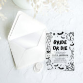 Handgezeichnetes Halloween Skeleton Ghost-Brautpar Acryleinladungen