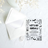 Handgezeichnetes Halloween Skeleton Ghost-Brautpar Acryleinladungen