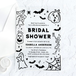 Handgezeichnetes Halloween Skeleton Ghost-Brautpar Acryleinladungen