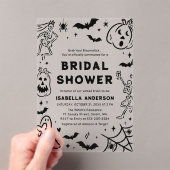 Handgezeichnetes Halloween Skeleton Ghost-Brautpar Acryleinladungen (Insitu (Handheld))