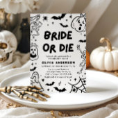 Handgezeichnetes Halloween Skeleton Ghost-Brautpar Einladung