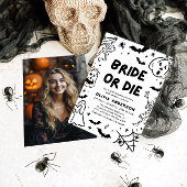 Handgezeichnetes Halloween Skeleton Ghost-Brautpar Einladung