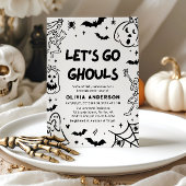 Handgezeichnetes Halloween Skeleton Ghost-Brautpar Einladung