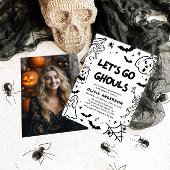 Handgezeichnetes Halloween Skeleton Ghost-Brautpar Einladung