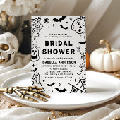 Handgezeichnetes Halloween Skeleton Ghost-Brautpar Einladung