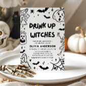 Handgezeichnetes Halloween Skeleton Ghost-Brautpar Einladung