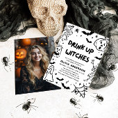 Handgezeichnetes Halloween Skeleton Ghost-Brautpar Einladung