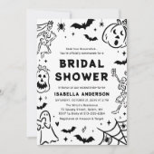 Handgezeichnetes Halloween Skeleton Ghost-Brautpar Einladung (Vorderseite)