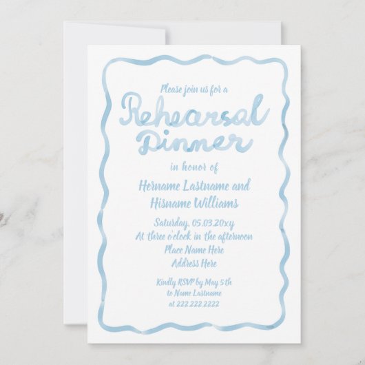 Handgezeichnetes hellblauer Rahmen Probe Abendesse Einladung (Vorderseite)