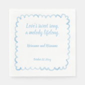 Handgezeichnetes, hellblaues Wavy Frame Zitat Serviette (Vorderseite)