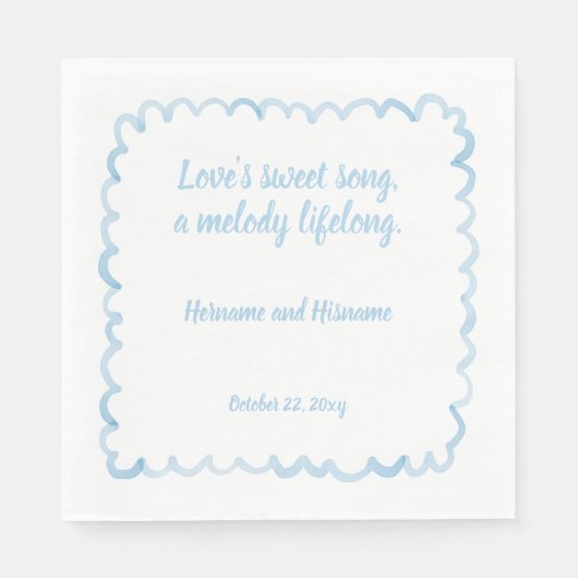 Handgezeichnetes, hellblaues Wavy Frame Zitat Serviette (Vorderseite)