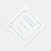 Handgezeichnetes, hellblaues Wavy Frame Zitat Serviette (Ecke)