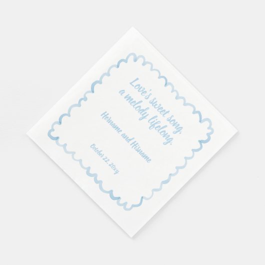 Handgezeichnetes, hellblaues Wavy Frame Zitat Serviette (Ecke)