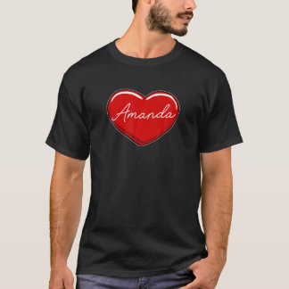 Handgezeichnetes Herz Amanda - Vorname Herz I Lieb T-Shirt