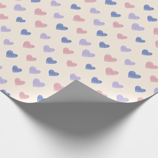 Handgezeichnetes Herz-Doodle-Muster-Wrap-Papier Geschenkpapier (Ecke)