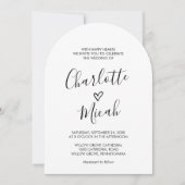 Handgezeichnetes Herz Einfache Minimal Boho Arch H Einladung (Vorderseite)