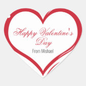 Handgezeichnetes Herz Form glücklicher Valentinsta Herz-Aufkleber (Vorderseite)
