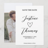 Handgezeichnetes Herz-Foto Save The Date (Vorne/Hinten)