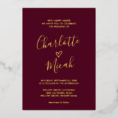 Handgezeichnetes Herz | Gold Foil Text Burgundy We Folieneinladung (Vorderseite)