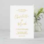 Handgezeichnetes Herz | Hochzeitsangabe mit Goldfo Folieneinladung<br><div class="desc">Diese handgezeichnete Herz-Gold-Folie Text Hochzeitfolie Einladungskarte ist perfekt für eine moderne Hochzeit. Das einfache und klassische Design besticht durch eine handgeschriebene Kalligraphie mit einem romantischen Herz in luxuriöser Goldfolie.</div>