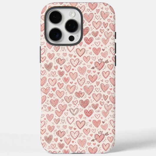 Handgezeichnetes Herz Muster Case-Mate iPhone Hülle (Rückseite)