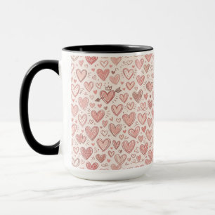 Handgezeichnetes Herz Muster Tasse
