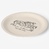 handgezeichnetes Herz Paar skurril Hochzeit Pappteller (Schrägansicht)