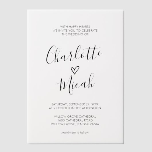 Handgezeichnetes Herz Romantische Moderne Einfache Pergament Einladungen (Vorderseite)