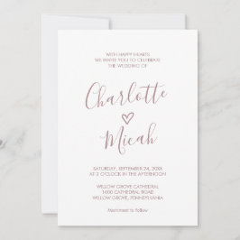 Handgezeichnetes Herz | Rosa beim Hochzeitsfeiern Einladung