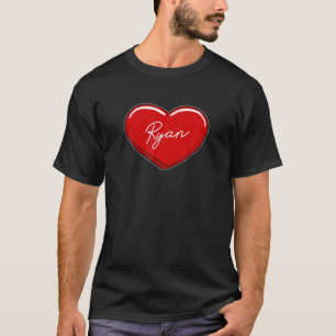 Handgezeichnetes Herz Ryan - Vorname Herz I Liebe T-Shirt