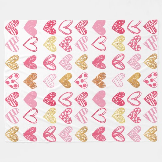 Handgezeichnetes Herzmuster ID470 Fleecedecke (Vorderseite (Horizontal))