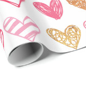 Handgezeichnetes Herzmuster ID470 Geschenkpapier (Rolleneckpunkt)