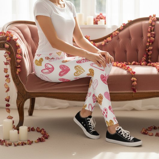 Handgezeichnetes Herzmuster ID470 Leggings