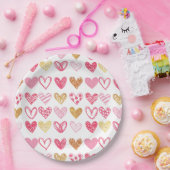 Handgezeichnetes Herzmuster ID470 Pappteller (Party)