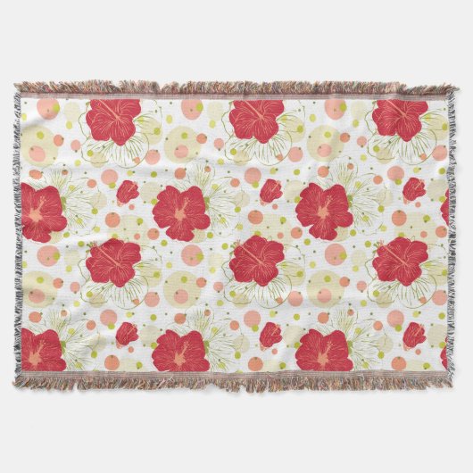 Handgezeichnetes Hibiskus-Muster Decke (Vorderseite)