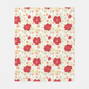 Handgezeichnetes Hibiskus-Muster Fleecedecke