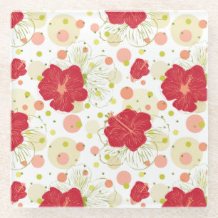 Handgezeichnetes Hibiskus-Muster Glasuntersetzer
