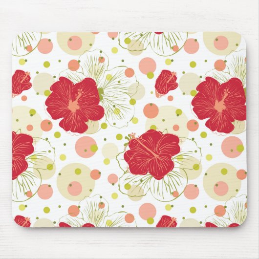 Handgezeichnetes Hibiskus-Muster Mousepad (Vorne)